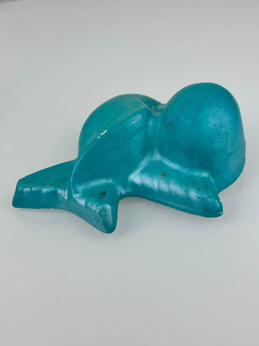 Vintage MCM Teal Chalkware Birds Wall Art Hanging Blue Eyelashes Red Lips Kitsch